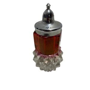 Indiana Glass Diamond Point Ruby Red Flash Salt or Pepper Shaker